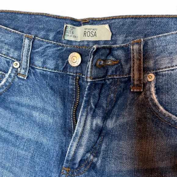 Topshop Rosa Blue Jean Shorts Size 6 - Picture 2 of 3